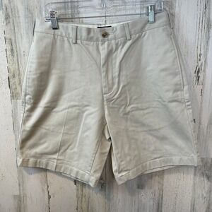 Men's Lands' End Traditional Fit Khaki Beige Chino Shorts Size 32